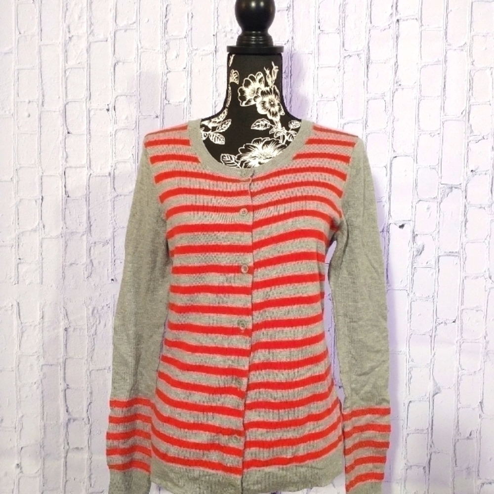 GAP Medium Striped Cardigan with Sequin Sleeves